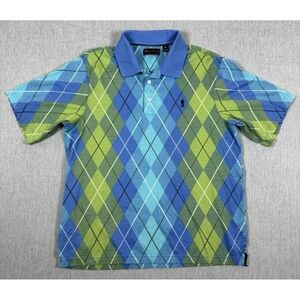 Payne Stewart Golf Shirt Mens M Blue Green Argyle Polo Old Money Preppy Golf